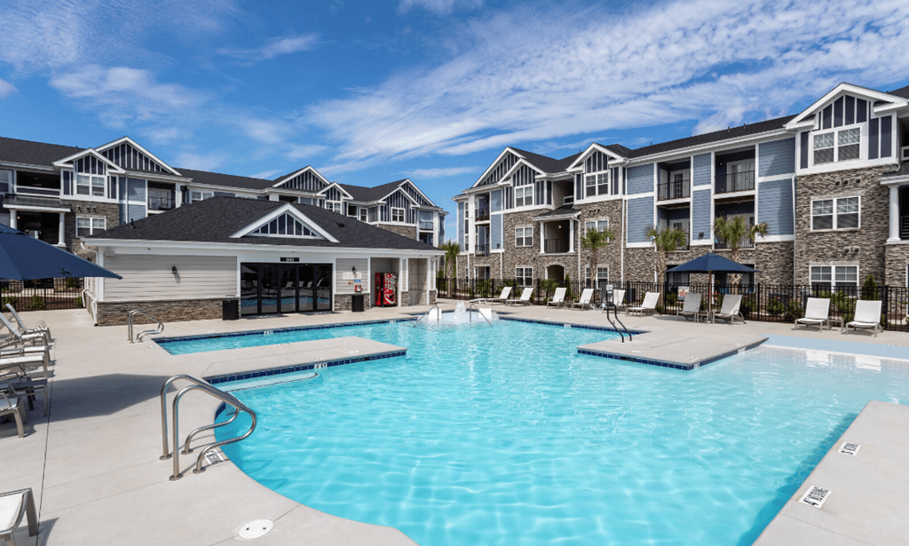 our apartments have a large swimming pool in front of our building