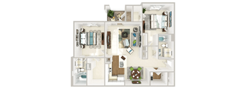 a bedroom floor plan with a bathroom and a living room