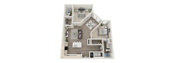 a floor plan of a house with a bedroom and a living room