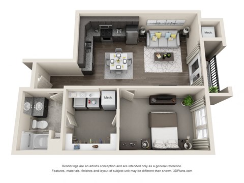 a 3d floor plan of a 2100 sq ft house