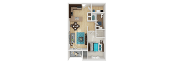 a floor plan of a house with a bedroom and a living room