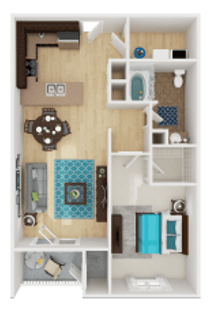 a floor plan of a house with a bedroom and a living room