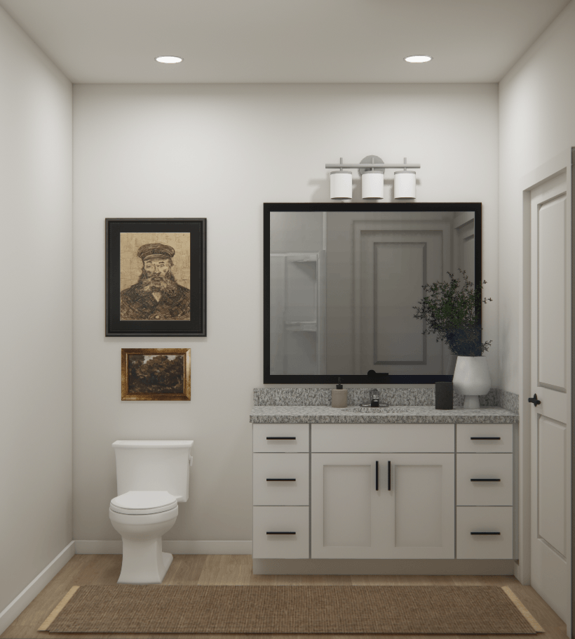 a bathroom with a toilet and a sink and a mirror