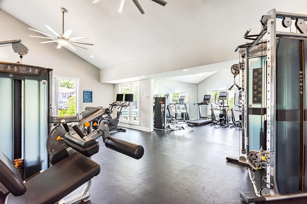 the gym has cardio machines and other fitness equipment
