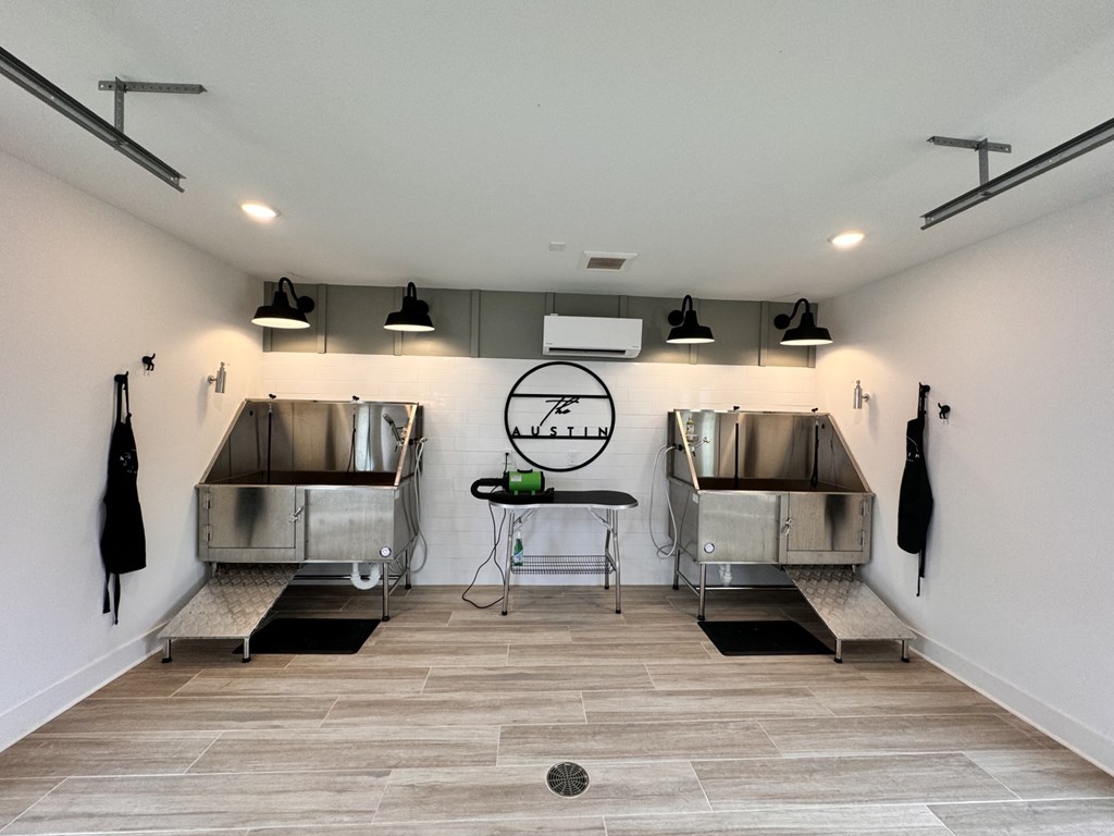 On-site pet spa and grooming station for residents with dogs and cats