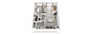 A white interior design layout of a small apartment.