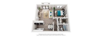 a 1 bedroom floorplan is shown in this illustration