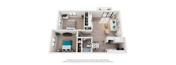 a 1 bedroom floorplan is shown in this illustration