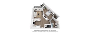 a 3d floor plan of a bedroom with a bathroom