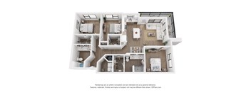 a 3d floor plan of a house with a bedroom