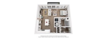 a 3d floor plan of a bedroom with a bathroom