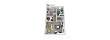 a 3d floor plan of a 1 bedroom apartment