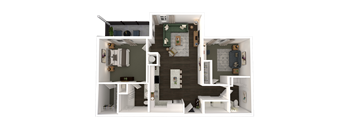 a1 floor plan  1 bedroom with 2 baths  129