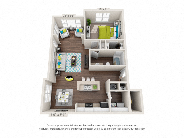 The Majestic Floor Plan Rendering at Hawthorne at Main in Kernersville NC