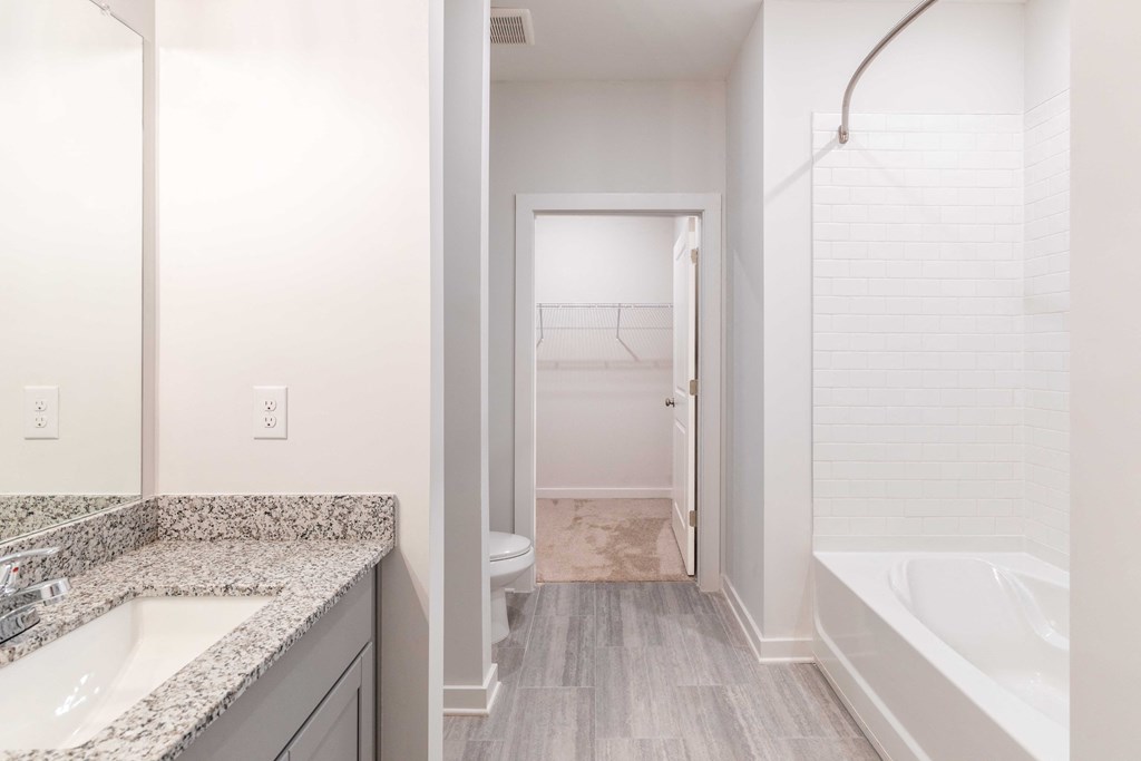 a bathroom with a sink and a shower and a bath tub