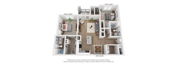 a floor plan of a 3 bedroom apartment