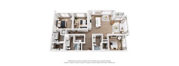 A floor plan of a house with multiple rooms and furniture layout.