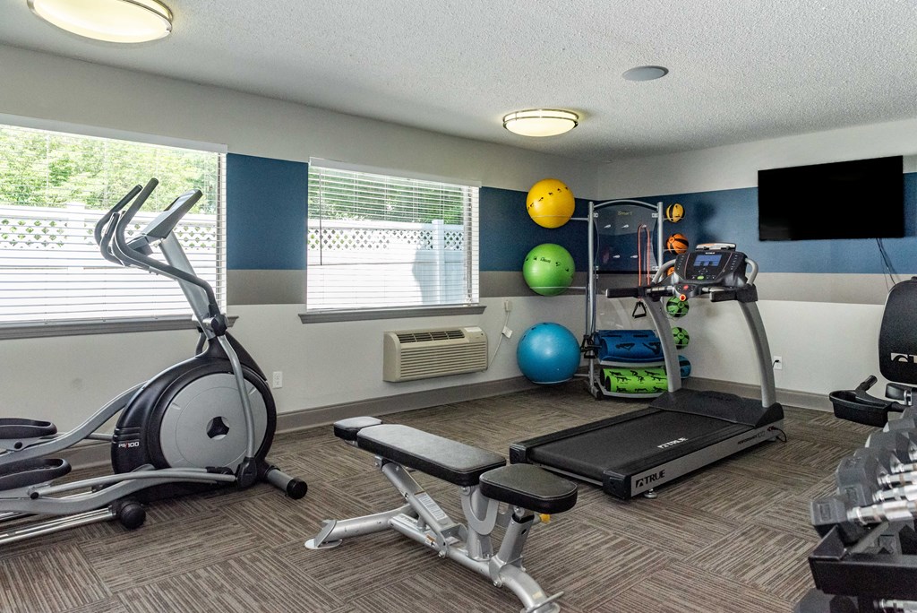 our gym is equipped with a variety of equipment for residents to use