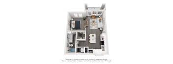 a stylized floor plan of a 1 bedroom192 sqft