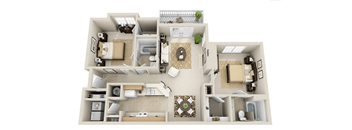 a floor plan of a house with a bedroom and a living room
