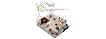the willow one bedroom one bath carriage home798 square feet includes garage