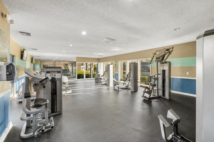 a gym with a lot of weights and cardio equipment