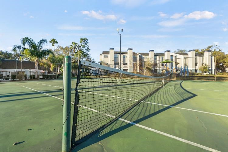 a tennis court with a net on it