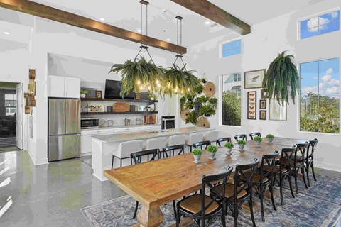 a rendering of a living room with potted plants