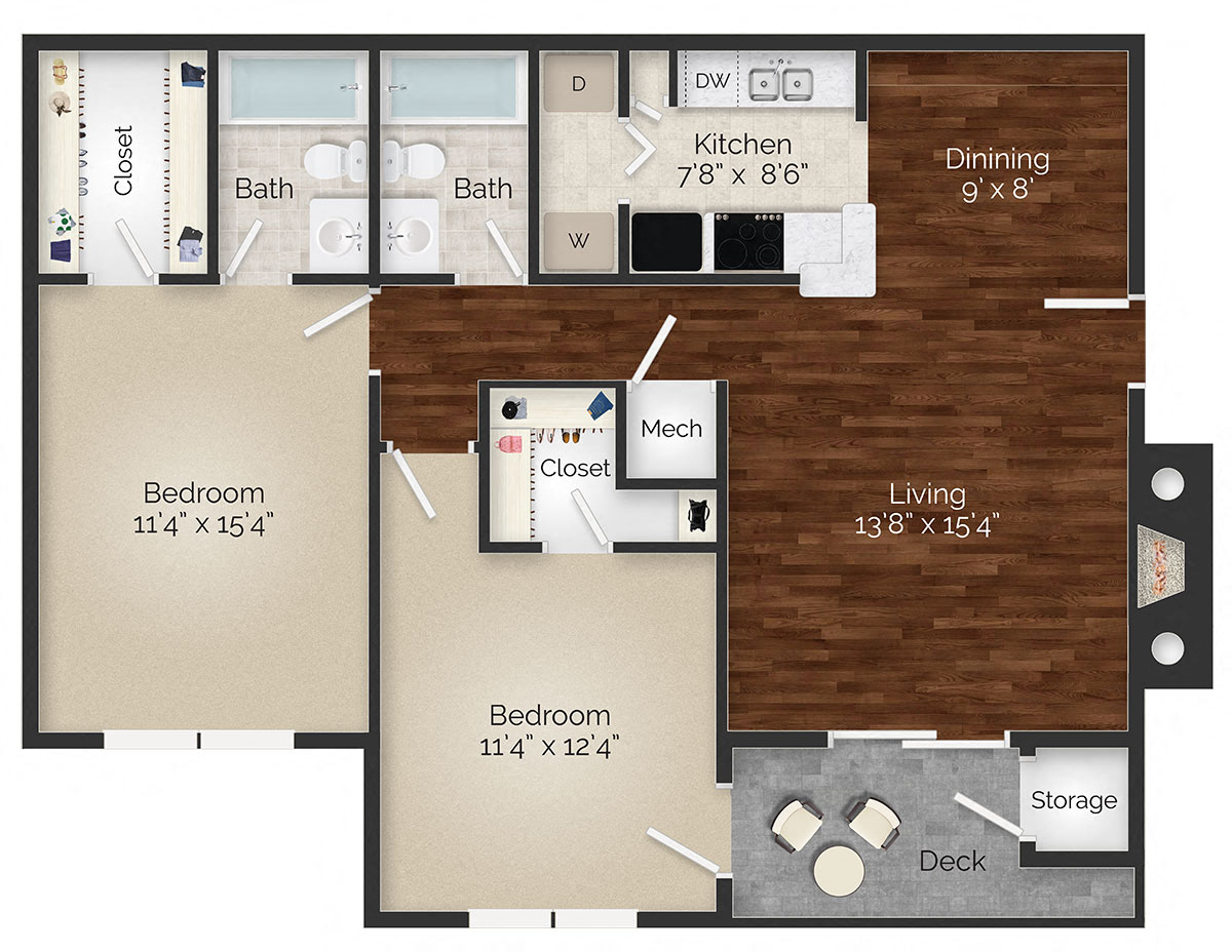 Two Bedroom Plan A at the Avenues at Steele Creek