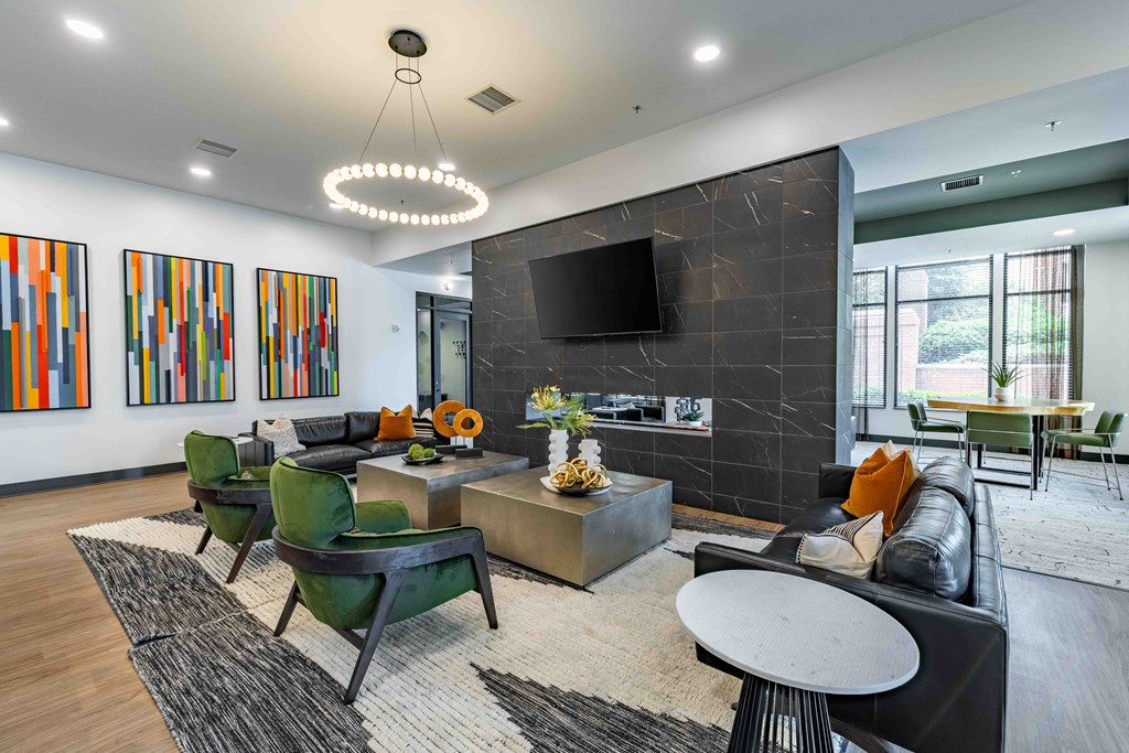 a living room with furniture and a television