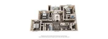 A 3D floor plan of a house with dimensions and a disclaimer at the bottom.