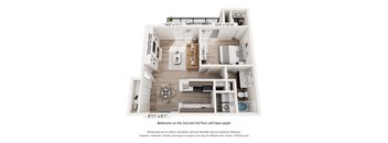 A 3D floor plan of a house with dimensions and details of each room.