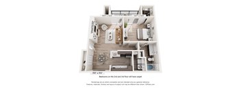 A 3D floor plan of a house with dimensions and details of each room.
