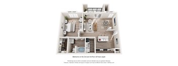 A 3D floor plan of a house with dimensions and details of each room.