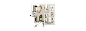 floor plan of a studio apartment with bedroom and living room