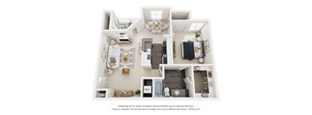 a 1 bedroom floorplan is shown in this illustration