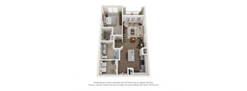 a stylized floor plan of a 1 bedroom apartment