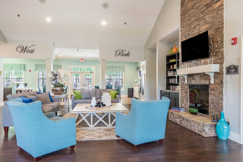 the preserve at ballantyne commons living room with furniture and a fireplace