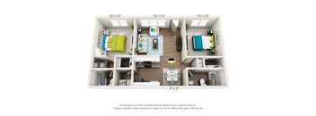 2 bedroom 2 bathroom with white kitchen cabinets