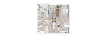 a floor plan of a house with a bedroom and a living room