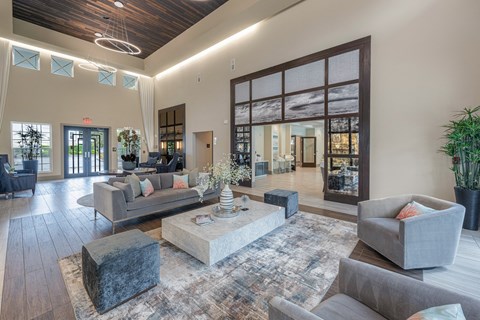 modern clubhouse amenity space at Ocean Blue Apartments in Rosemary Beach