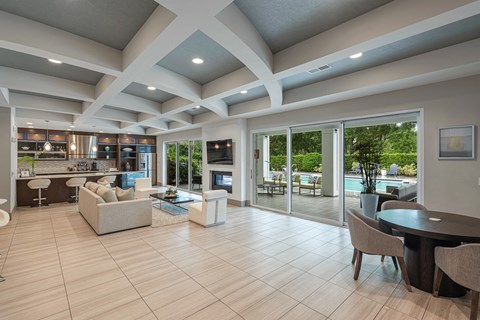 modern clubhouse amenity space at Ocean Blue Apartments in Rosemary Beach