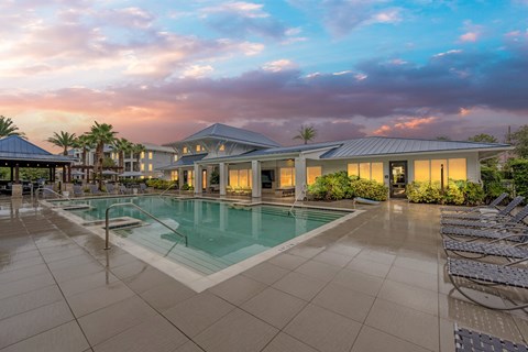 sparkling swimming pool at Ocean Blue Apartments in Jacksonville, FL