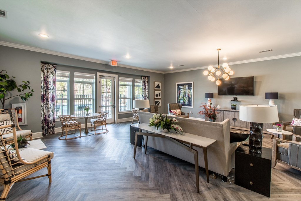 large modern clubhouse with hangouot and meeting space