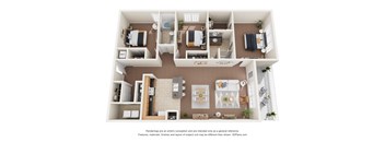 a 3d floor plan of a house with a bedroom and living room