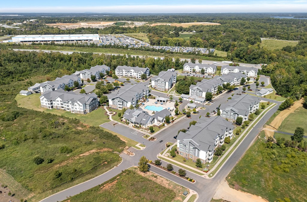 an aerial view of a group of houses in a residential area