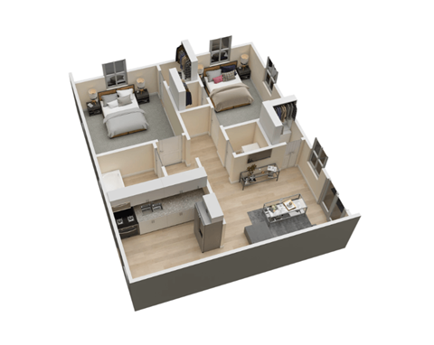 isometric view of the apartment royalty free 3d model preview no. 1