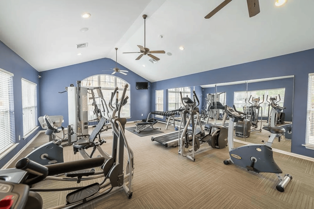 the gym in the owners suite is equipped with cardio equipment and weights