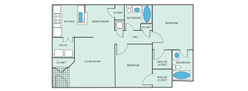 a blueprint of a floor plan with a bedroom and a living room