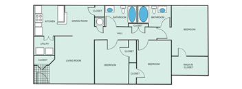 the blueprint of a floor plan with a bedroom and a living room